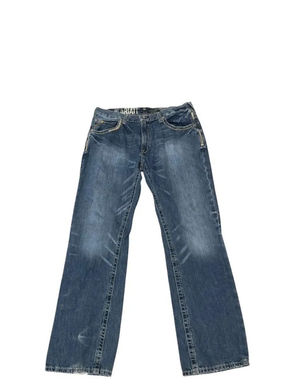 True Religion Billy Relaxed Bootcut Stretch Logo Denim Blue Jeans Men's Sz 38